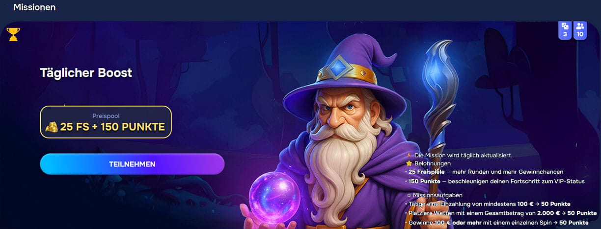 Bonusprogramm für Online-Casino-Spieler. 